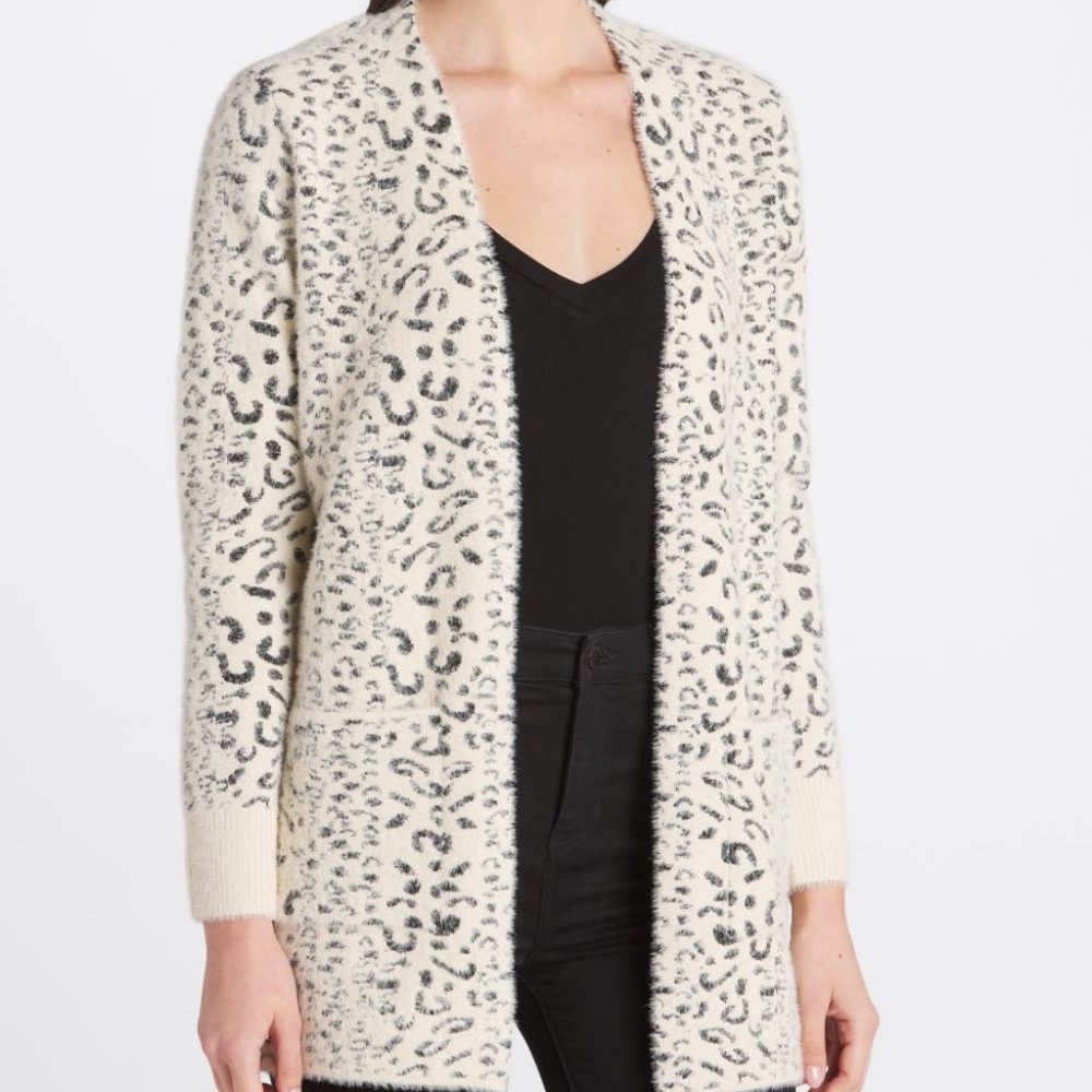 Women's Cream Leopard Print Cardigan
